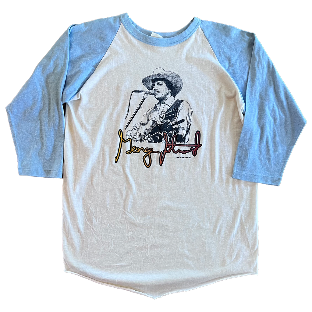George Strait Ultra Rare Baby Blue Raglan Size M/L