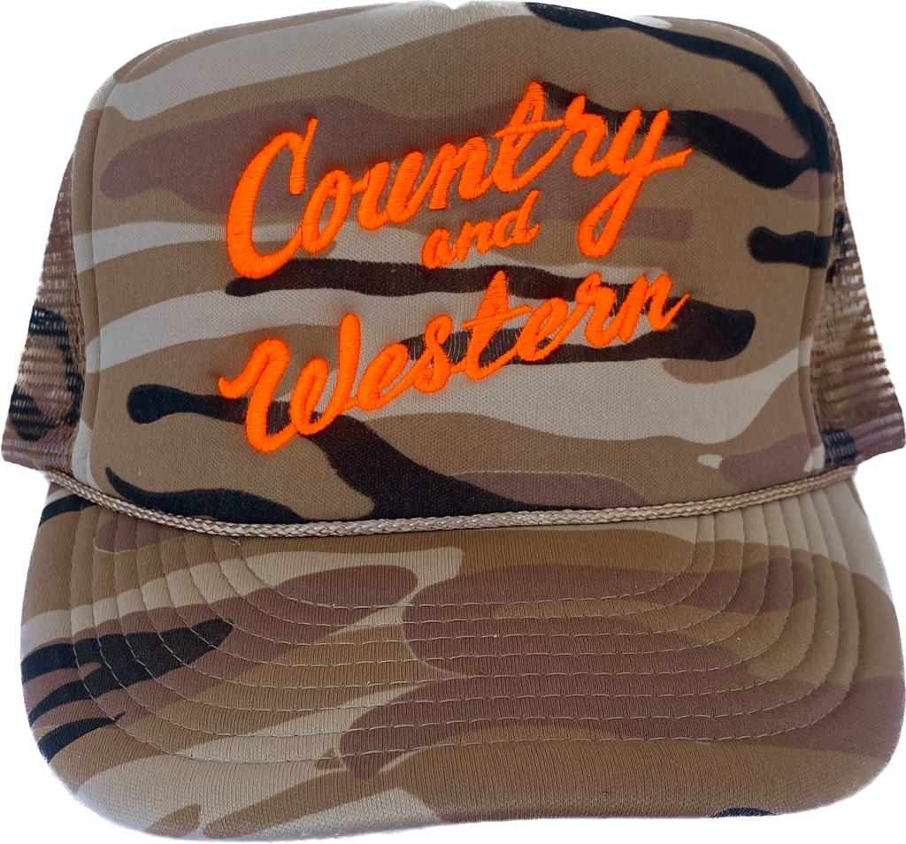 Country & Western Embroidered Camo Trucker Cap