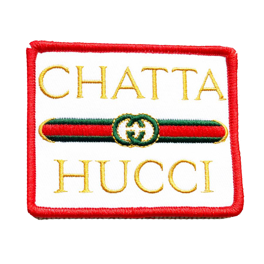 The "Chattahucci Classic Patch" features the 3 color design on a high quality, iron-on patch by Vinyl Ranch. 3.5" x 2.75". Check out the full Chattahucci Collection