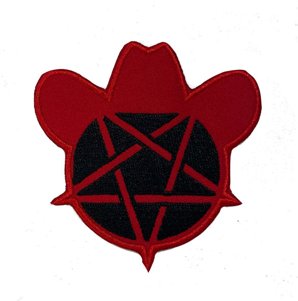 "Cowboyz From Hell" is a high quality, 3" X 3" iron-on patch in red & black by Vinyl Ranch.