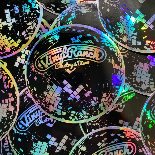 "Disco Ball Hologram" is a high quality, 4" sticker by Vinyl Ranch.