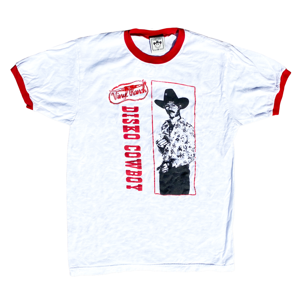 "Disko Cowboy: Live At Zilker" is the official Disko merch for ACL 2021 printed on a classic red ringer tee. Check out the full Disko Cowboy Collection