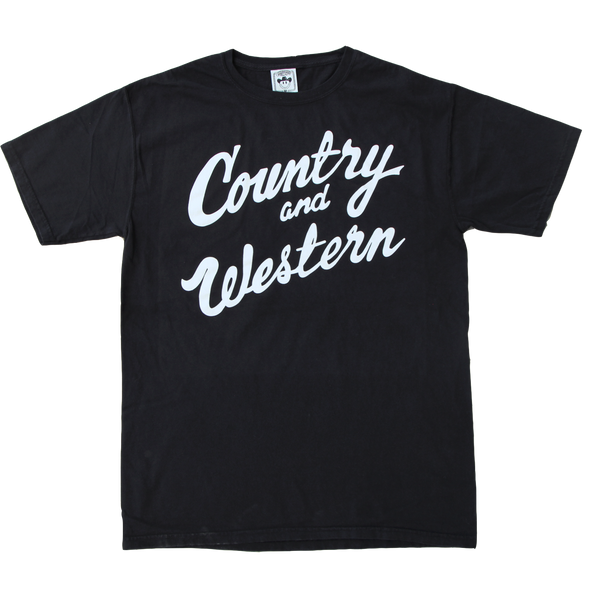 The iconic "Country & Western" black tee by Vinyl Ranch.  Check out the full Country & Western Collection