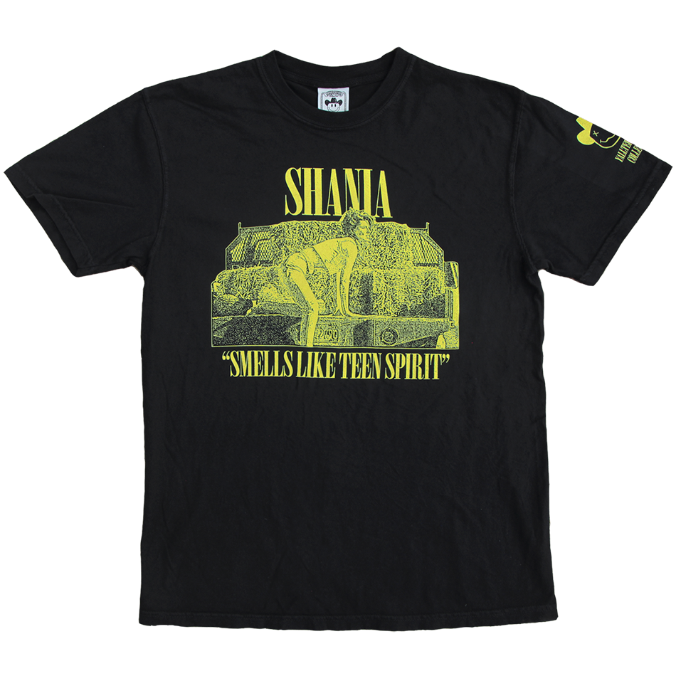 "Teen Spirit" by Vinyl Ranch is part of the Yallternative Collection, featuring a yellow design printed on a classic black tee.