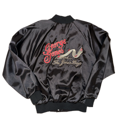 George Jones & The Jones Boys Black Satin Jacket Embroidered Size L