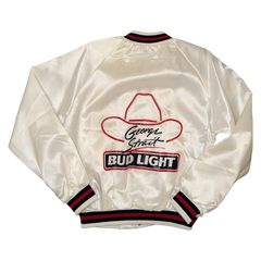 George Strait Rare White Blue Satin Jacket Bud Light Size L