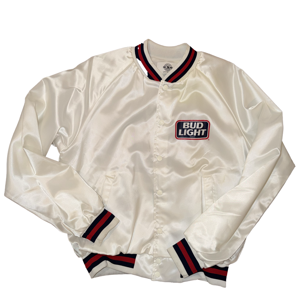 George Strait Rare White Blue Satin Jacket Bud Light Size L