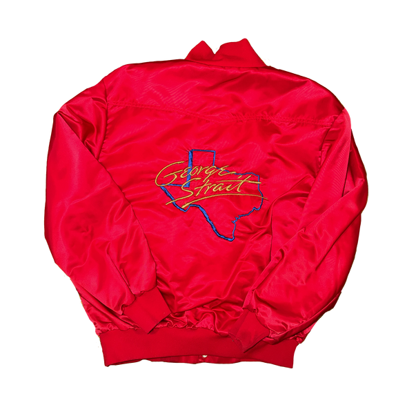 George Strait Rare Red Satin Jacket Logo Embroidered Size XL