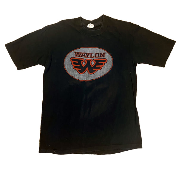 Waylon Jennings Black Logo Size S/M