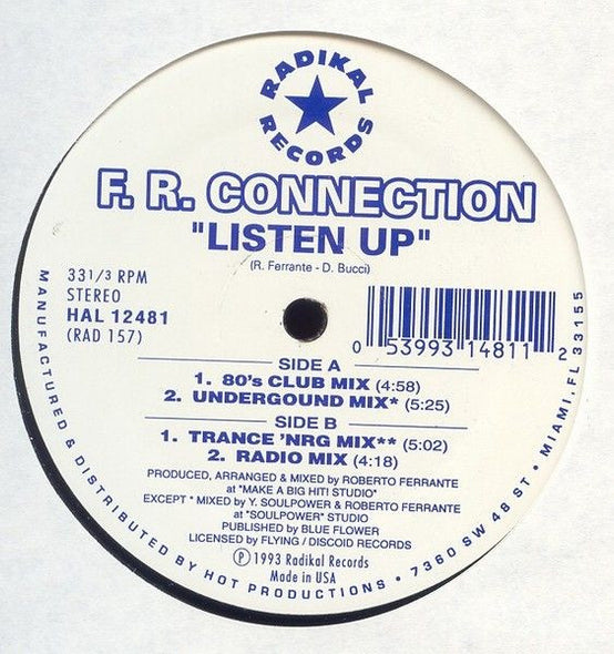 F.R. Connection* : Listen Up (12", Blu)