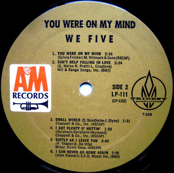 We Five : You Were On My Mind (LP, Album, Mono)