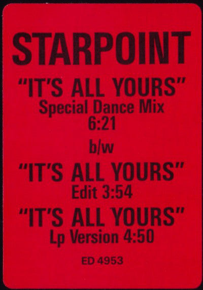 Starpoint : It's All Yours (12", Promo)