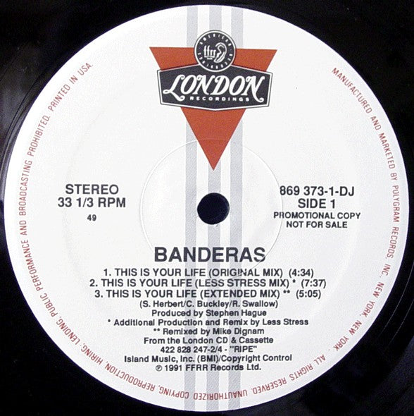 Banderas : This Is Your Life (12", Promo)