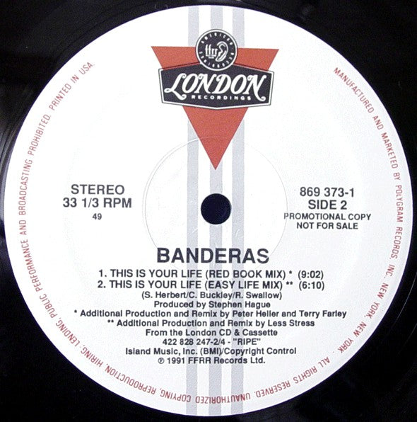 Banderas : This Is Your Life (12", Promo)