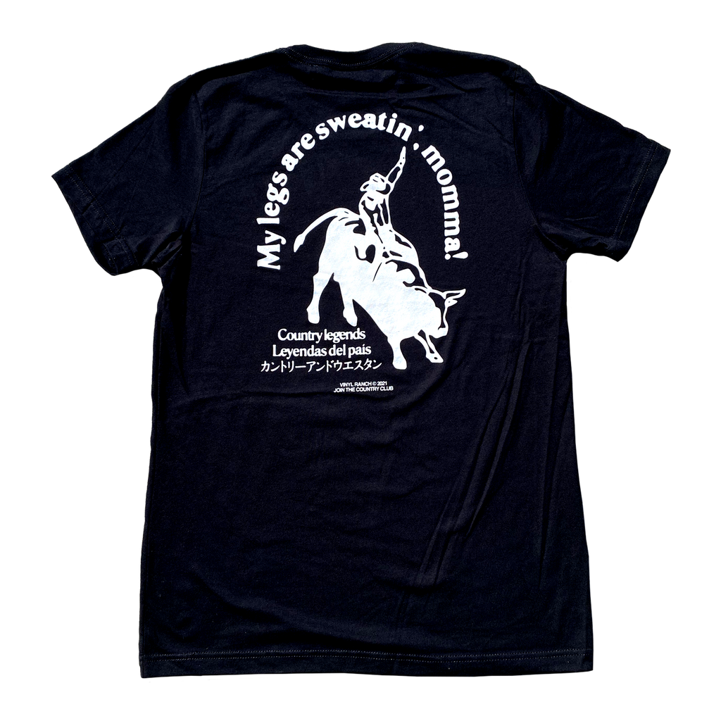 "Country Legends" by Vinyl Ranch printed on a classic black tee.