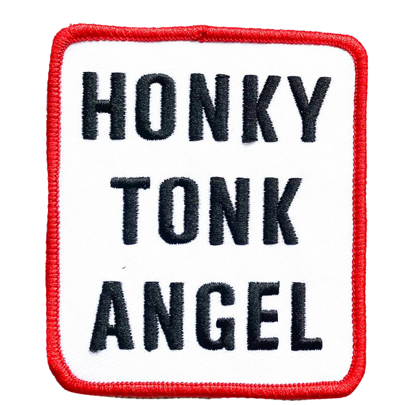 "Honky Tonk Angel" is a high quality, iron-on patch by Vinyl Ranch. Featured in red, white, and black. 3.5" X 3".