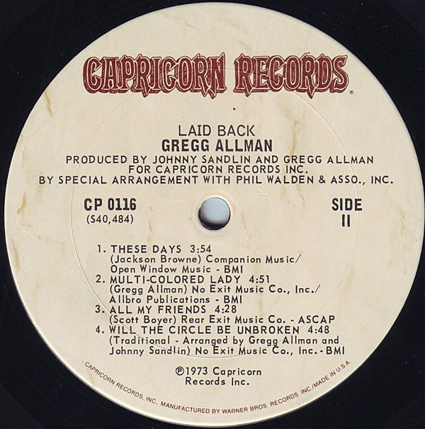 Gregg Allman : Laid Back (LP, Album, San)