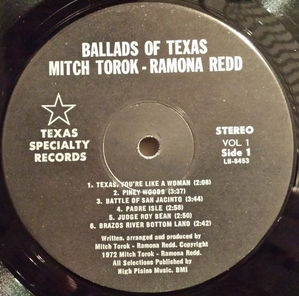 Mitch Torok* & Ramona Redd : Ballads Of Texas Vol. 1 (LP, Album)