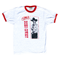 "Disko Cowboy: Live At Zilker" is the official Disko merch for ACL 2021 printed on a classic red ringer tee.  Check out the full Disko Cowboy Collection