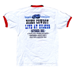 "Disko Cowboy: Live At Zilker" is the official Disko merch for ACL 2021 printed on a classic red ringer tee.  Check out the full Disko Cowboy Collection