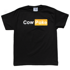 "Cowpoke" is a collab with FSG Prints x Vinyl Ranch featuring a doublesided design on a classic black tee.