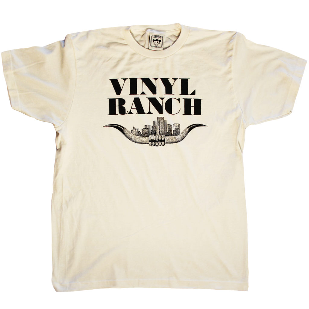 "Houston Proper" is an homage to H-Town by Vinyl Ranch. Printed on a classic cream tee.